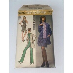 Vintage 1970 Simplicity 8870 Overblouse Mini Skirt Pants Jacket Misses Sz 16
